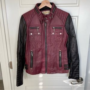 Michael Kors Women’s Motorcycle Leather Jacket Purple/Black - Size Medium